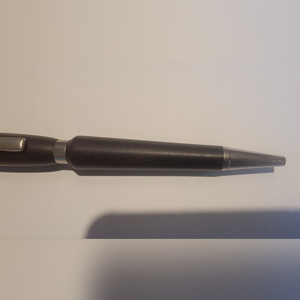 Sleek Black and Silver Hand-turned Wood Pen - Picture 3 of 5